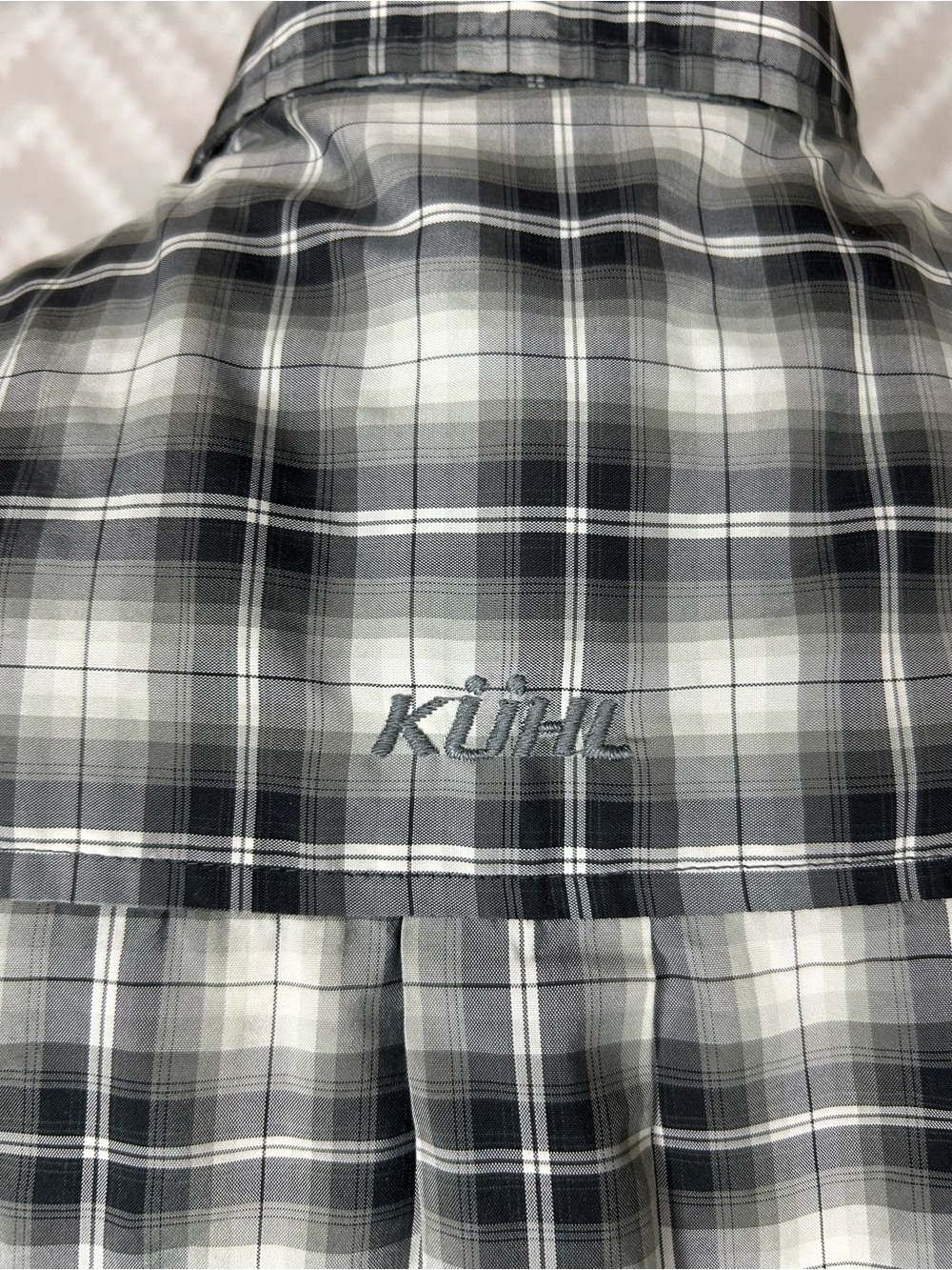 Kuhl Men's Black and Gray Plaid Button-Down Shirt